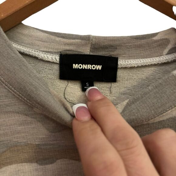 Monrow Camo Crewneck Pullover Sweatshirt Sweater XS - Picture 4 of 6